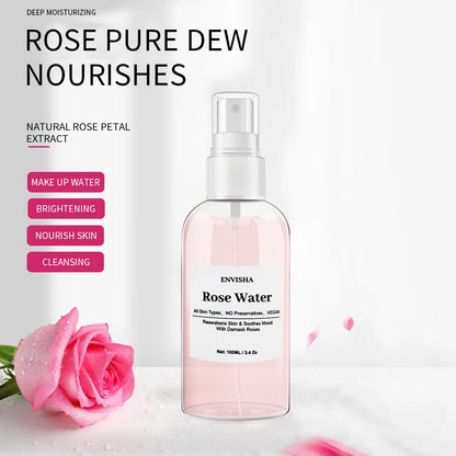 ENVISHA Rose Water For Face Facial Toner Organic Rose Petals Essence Moisturizing Serum Refresh Elastic Shrink Pores Skin Care