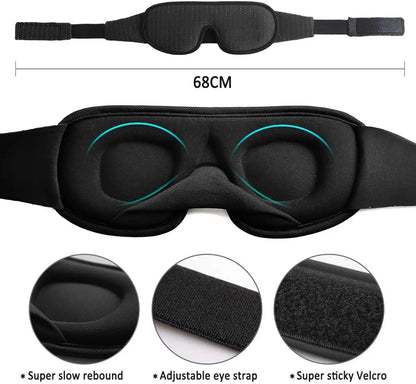 3D Sleep Eye Mask – Soft Padded Blockout Blindfold for Comfortable Sleep