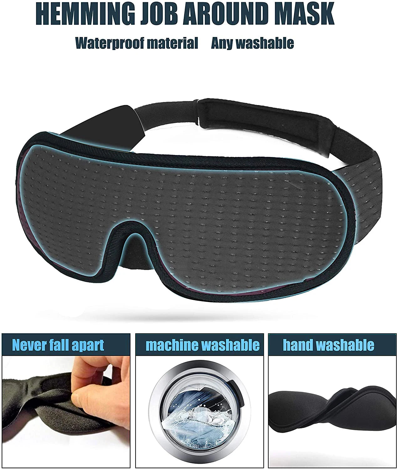 3D Sleep Eye Mask – Soft Padded Blockout Blindfold for Comfortable Sleep