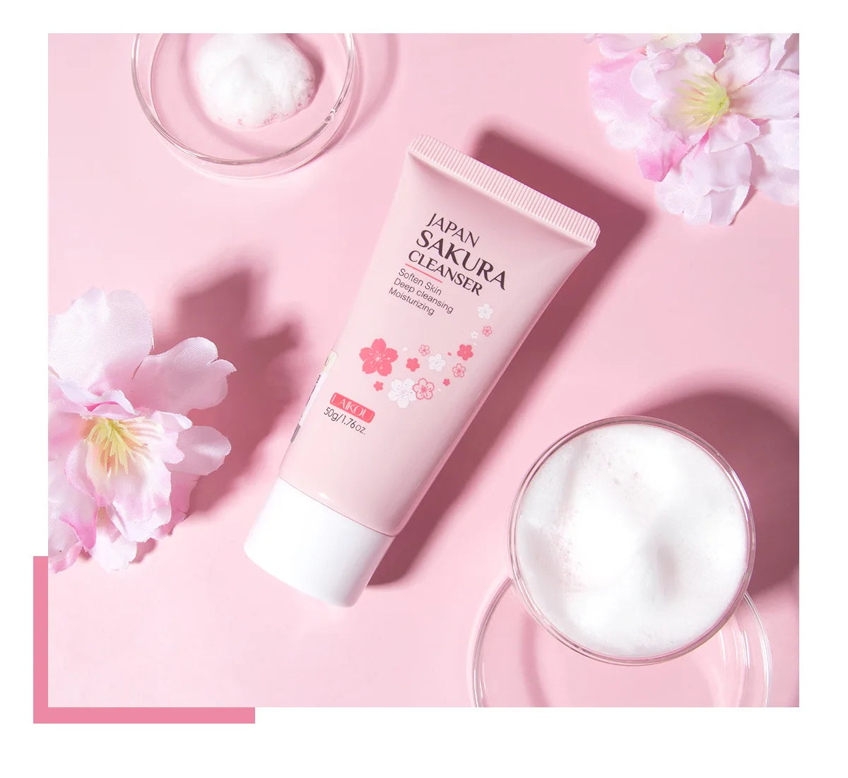 50ml Sakura Gentle Cleanser Face Remove Deep Blackheads Cleanse Exfoliate Moisturizing Skin Brightening Face Cleanser Skin Care