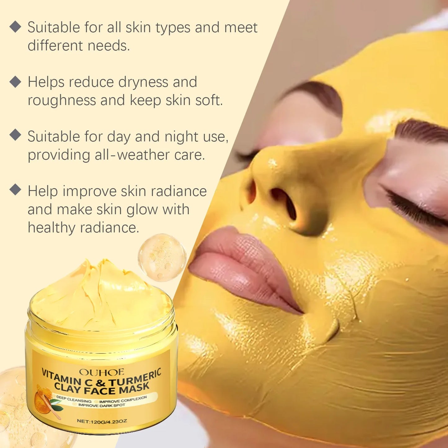Vitamin C Turmeric Exfoliating Facial Mask – Deep Pore Cleansing & Brightening