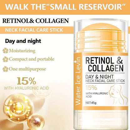 45g Retinol and Collagen Day and Night Neck Cream Facial Stick, Hydrating, Moisturizing, Non-Greasy, Easy to Absorb, Mild and Non-Irritating, Deep Absorption!