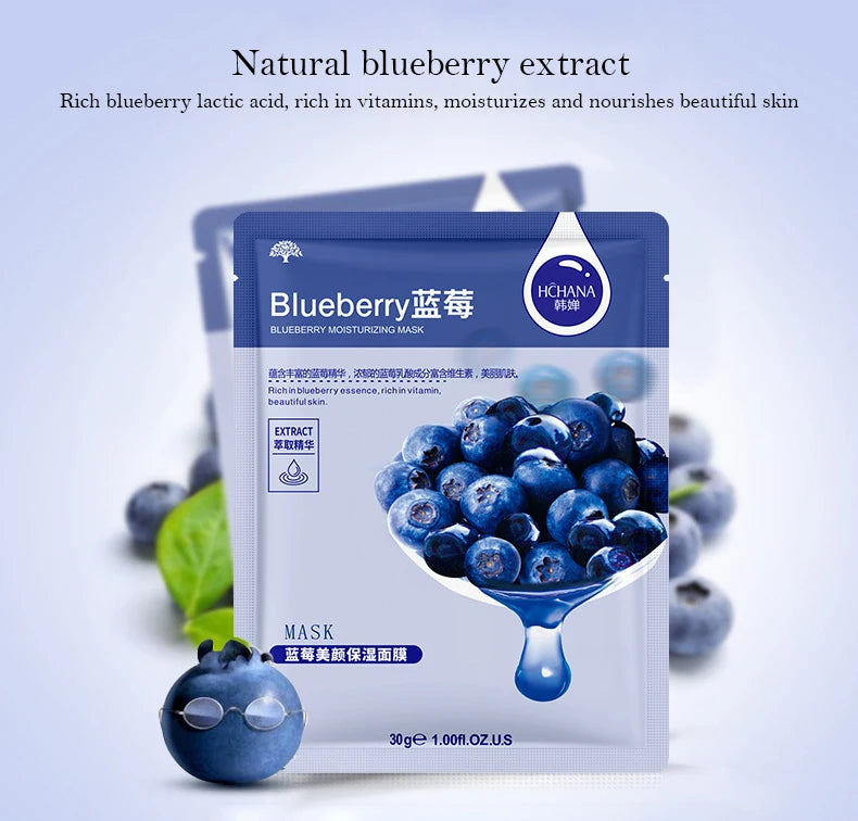 30pcs Fresh Fruits Facial Masks – Hydrating, Firming & Korean Skincare Pack