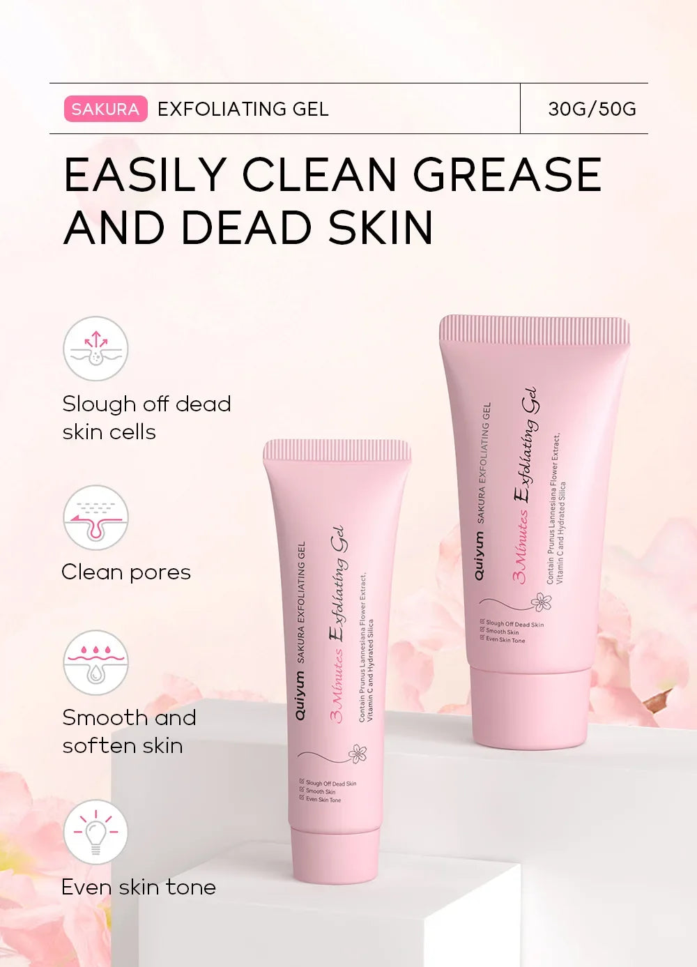 Sakura Exfoliating Peeling Gel Facial Scrub Moisturizing  Nourishing Repair Scrubs Face Cream Beauty Skin Care30g/50g