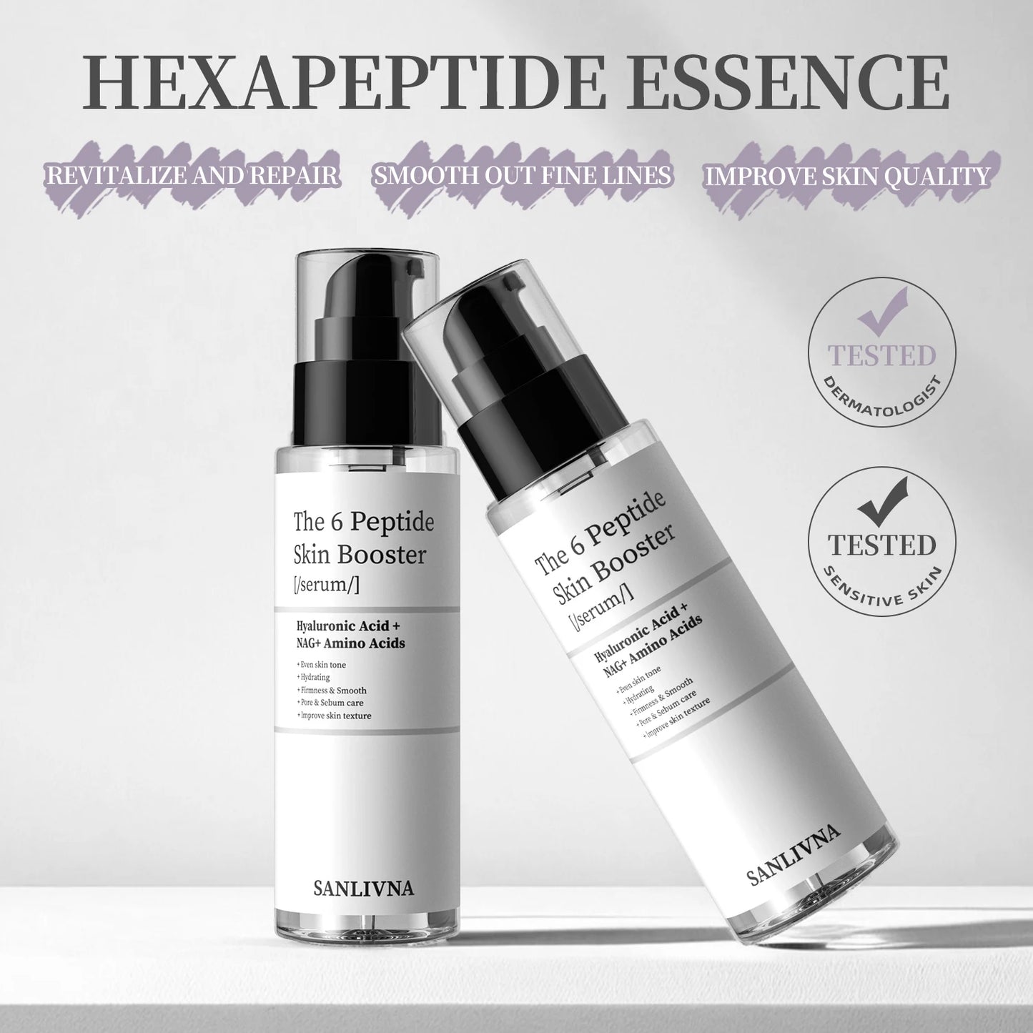 6-Peptide Facial Essence Set – Collagen Boost, Brightening & Moisturizing Skincare