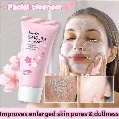 50ml Sakura Gentle Cleanser Face Remove Deep Blackheads Cleanse Exfoliate Moisturizing Skin Brightening Face Cleanser Skin Care