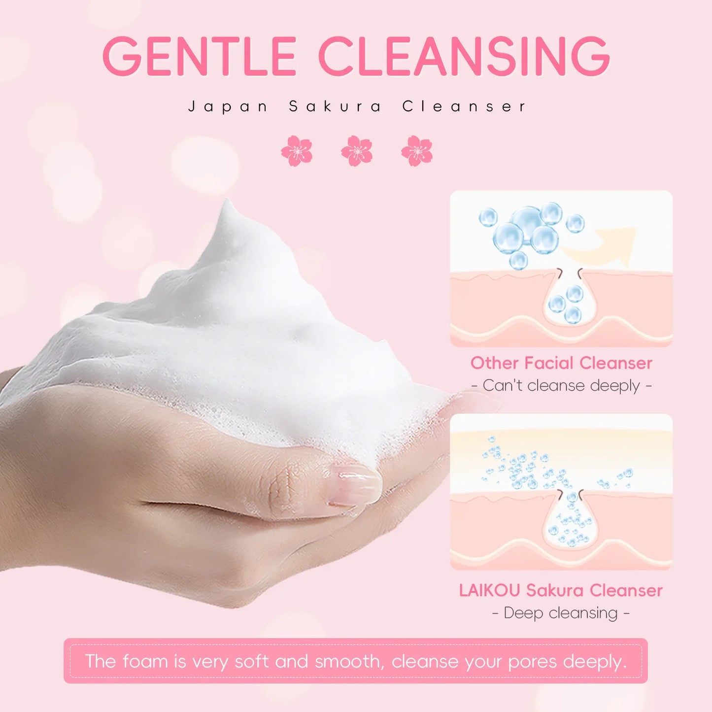 50ml Sakura Gentle Cleanser Face Remove Deep Blackheads Cleanse Exfoliate Moisturizing Skin Brightening Face Cleanser Skin Care