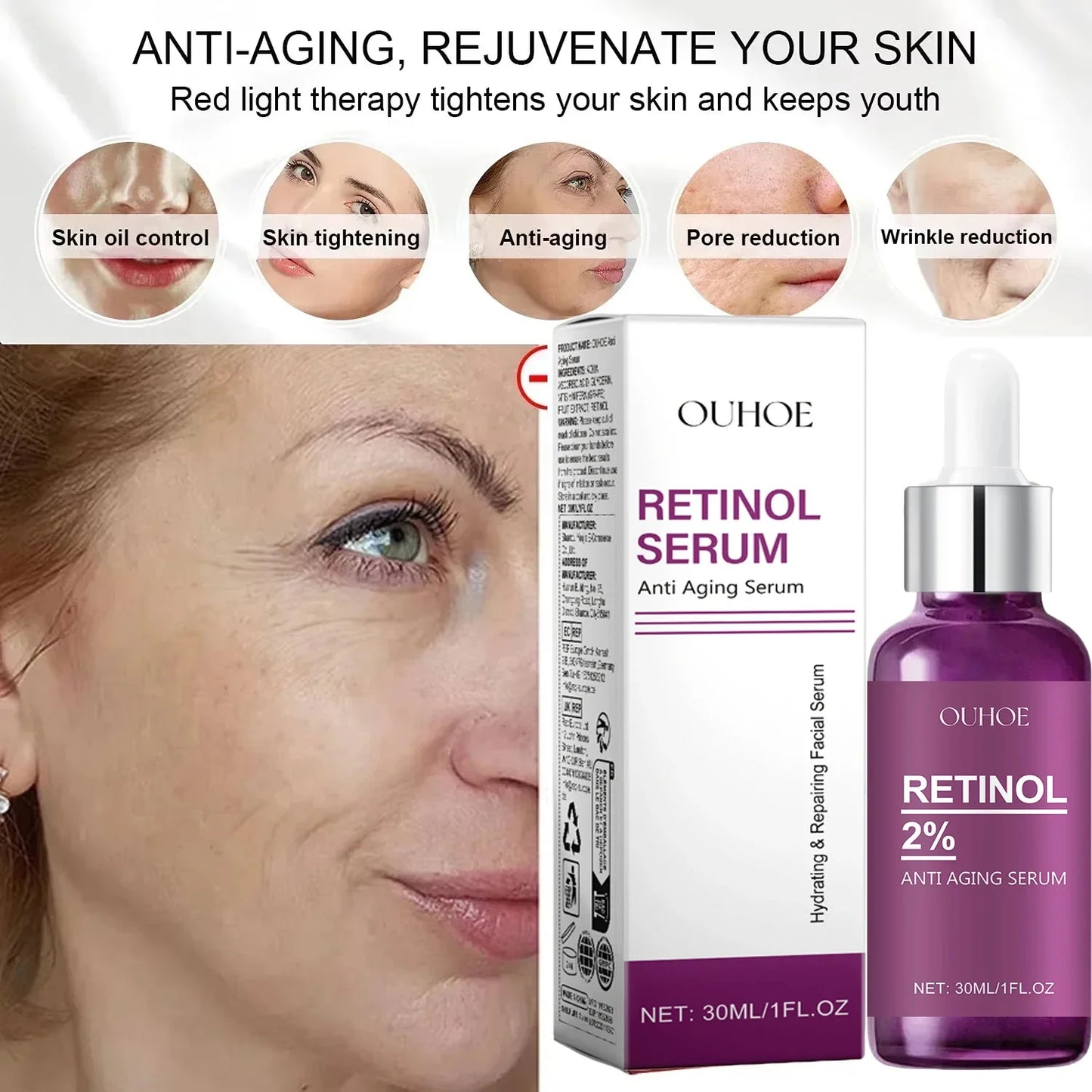 Retinol Wrinkle Repair Face Serum – Anti-Aging, Firming & Brightening Moisturizer