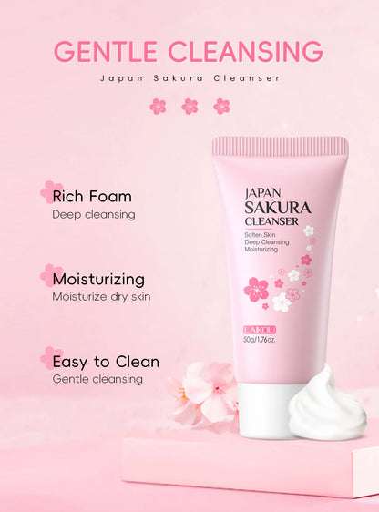 50ml Sakura Gentle Cleanser Face Remove Deep Blackheads Cleanse Exfoliate Moisturizing Skin Brightening Face Cleanser Skin Care