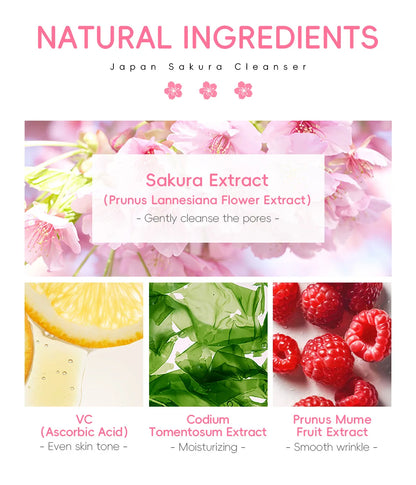 50ml Sakura Gentle Cleanser Face Remove Deep Blackheads Cleanse Exfoliate Moisturizing Skin Brightening Face Cleanser Skin Care