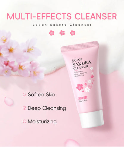 50ml Sakura Gentle Cleanser Face Remove Deep Blackheads Cleanse Exfoliate Moisturizing Skin Brightening Face Cleanser Skin Care