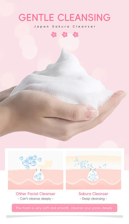 50ml Sakura Gentle Cleanser Face Remove Deep Blackheads Cleanse Exfoliate Moisturizing Skin Brightening Face Cleanser Skin Care