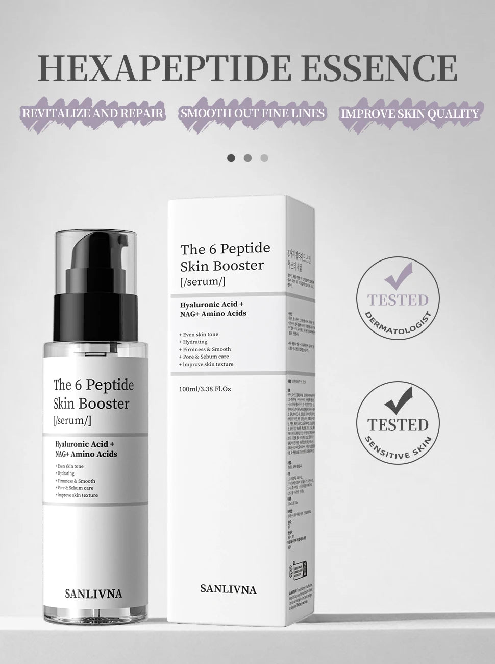 6-Peptide Facial Essence Set – Collagen Boost, Brightening & Moisturizing Skincare