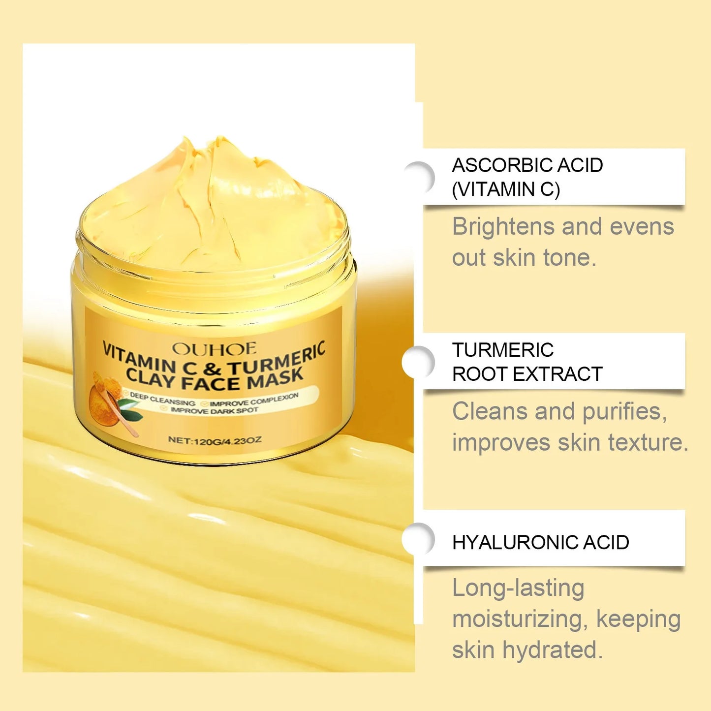 Vitamin C Turmeric Exfoliating Facial Mask – Deep Pore Cleansing & Brightening