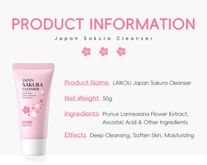 50ml Sakura Gentle Cleanser Face Remove Deep Blackheads Cleanse Exfoliate Moisturizing Skin Brightening Face Cleanser Skin Care
