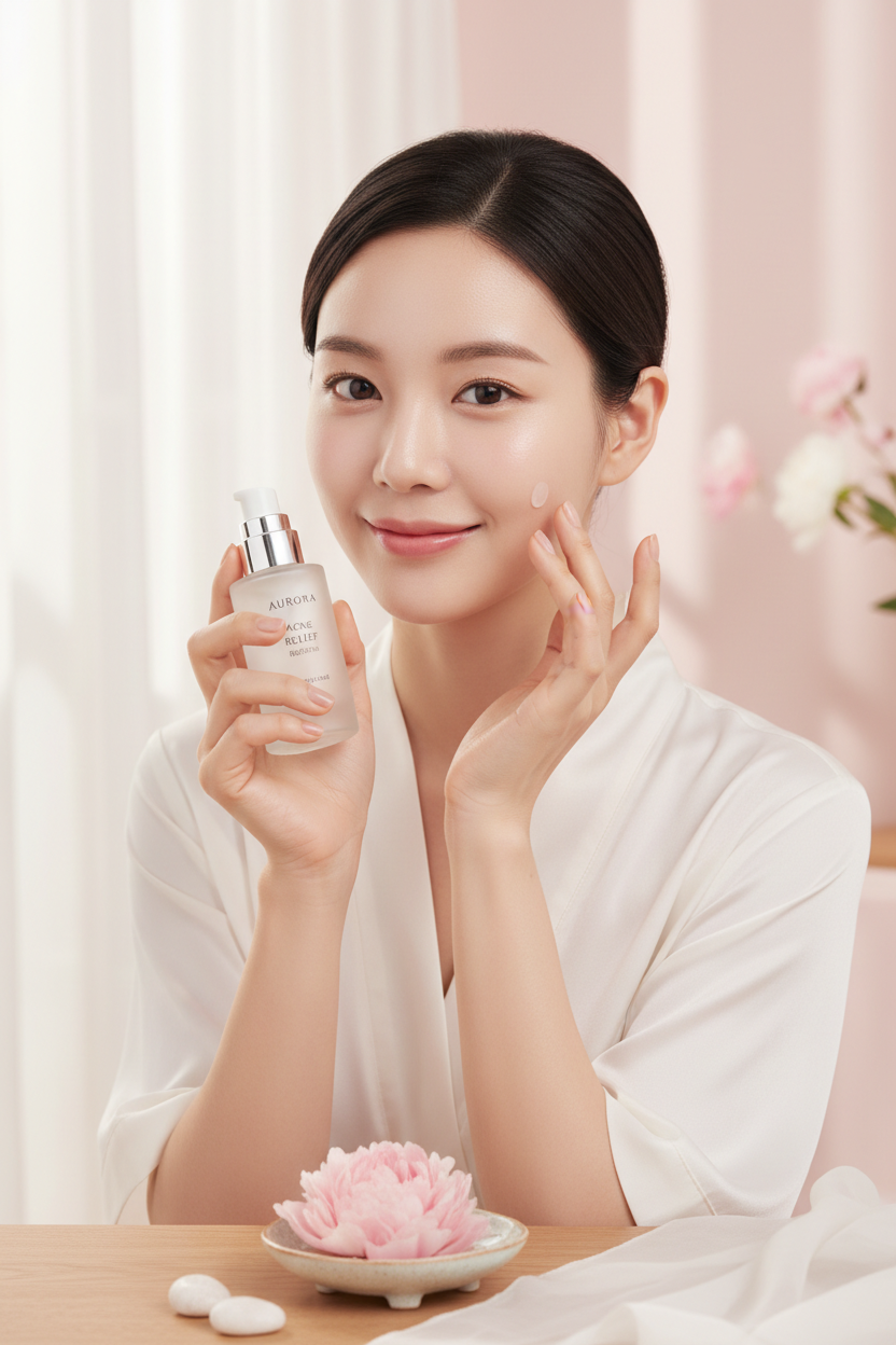 Beautiful Woman with Skincare Product